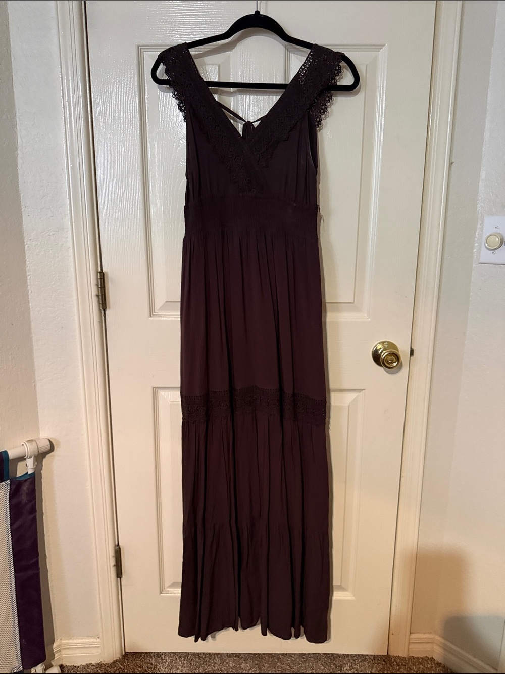 Doe & Rae V-Neck Maxi Dress in Dark Brown